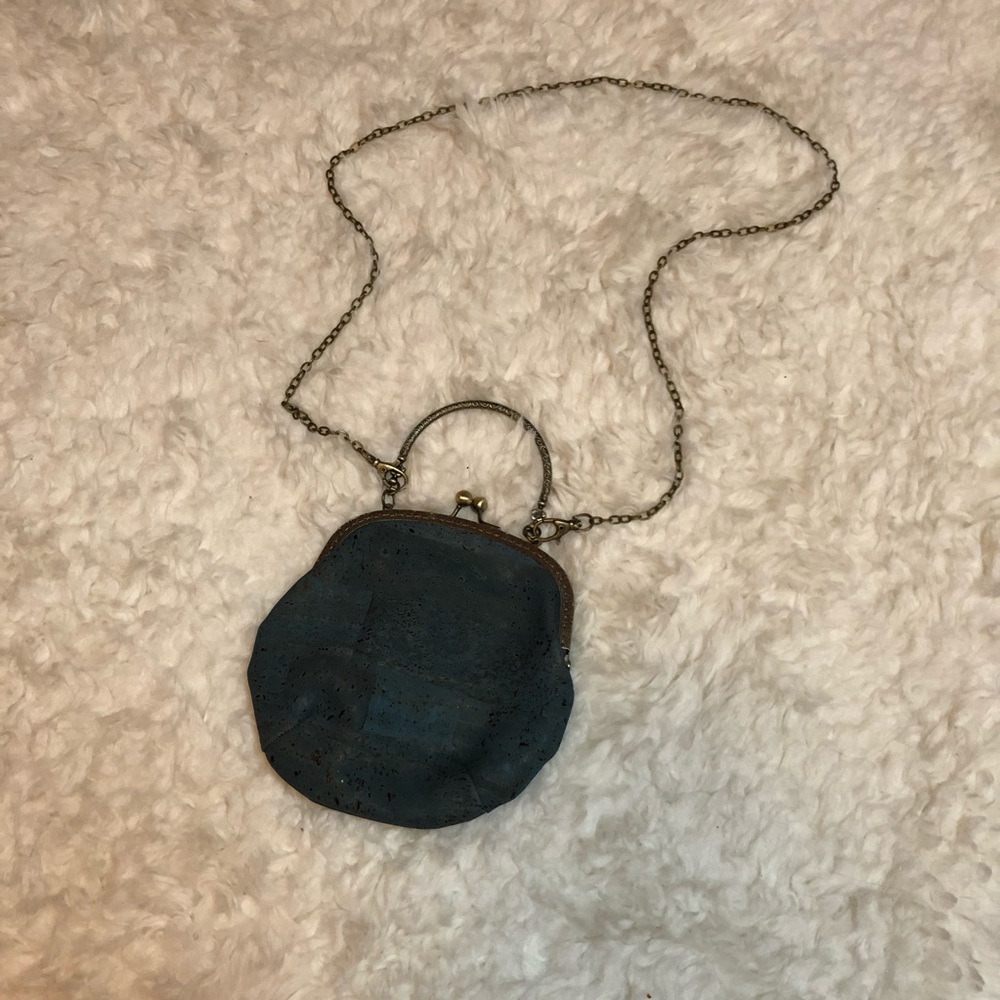 Vintage Blue Cork Cross Body Purse